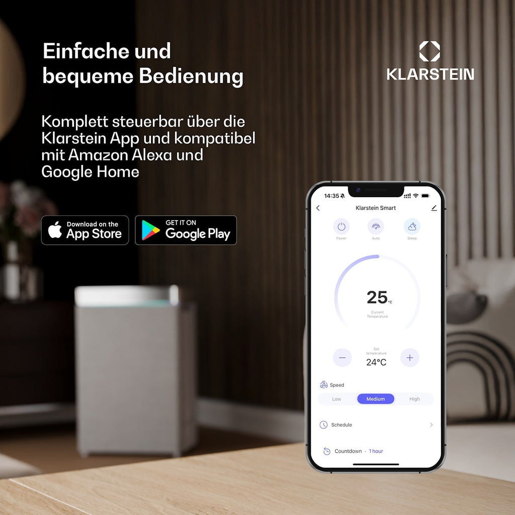 Klarstein AireLux Smart 14000 BTU Mobile Klimaanlage R290 App 65m² Grau