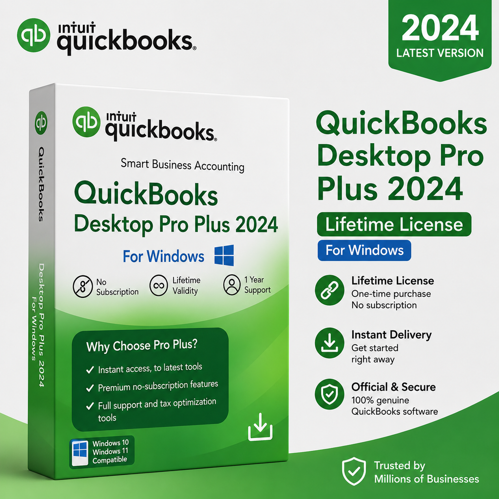 QuickBooks Desktop Pro Plus 2024 Lifetime License for Windows | One-Time Purchase | Instant Delivery
