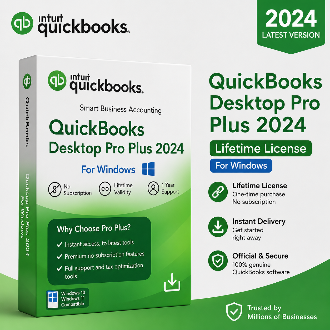 QuickBooks Desktop Pro Plus 2024 Lifetime License for Windows | One-Time Purchase | Instant Delivery